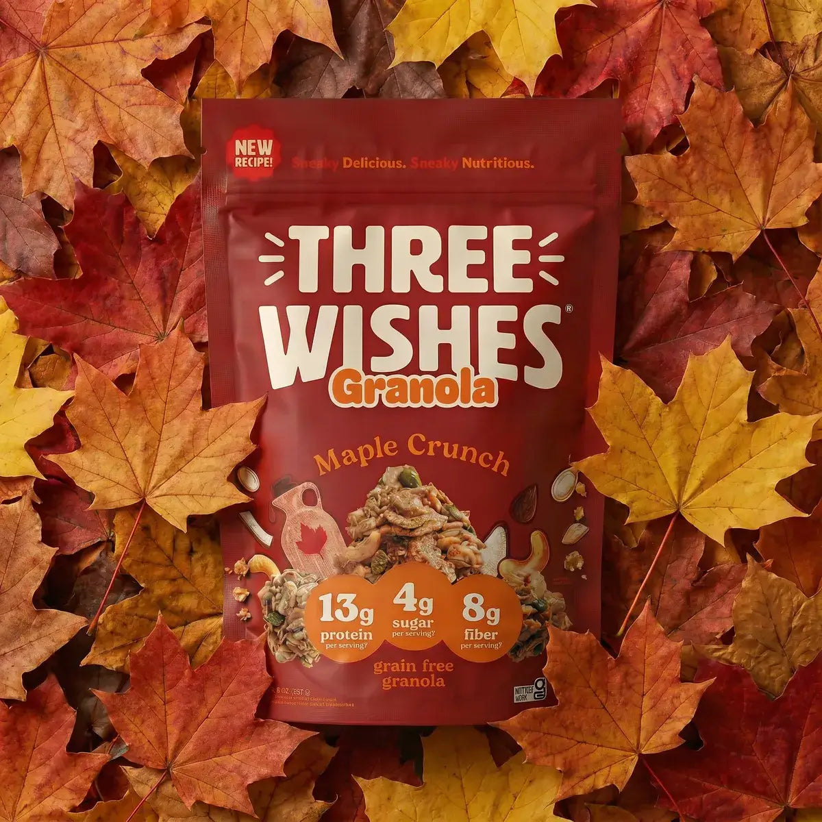 A bowl of Three Wishes Maple Crunch granola with milk — lead image