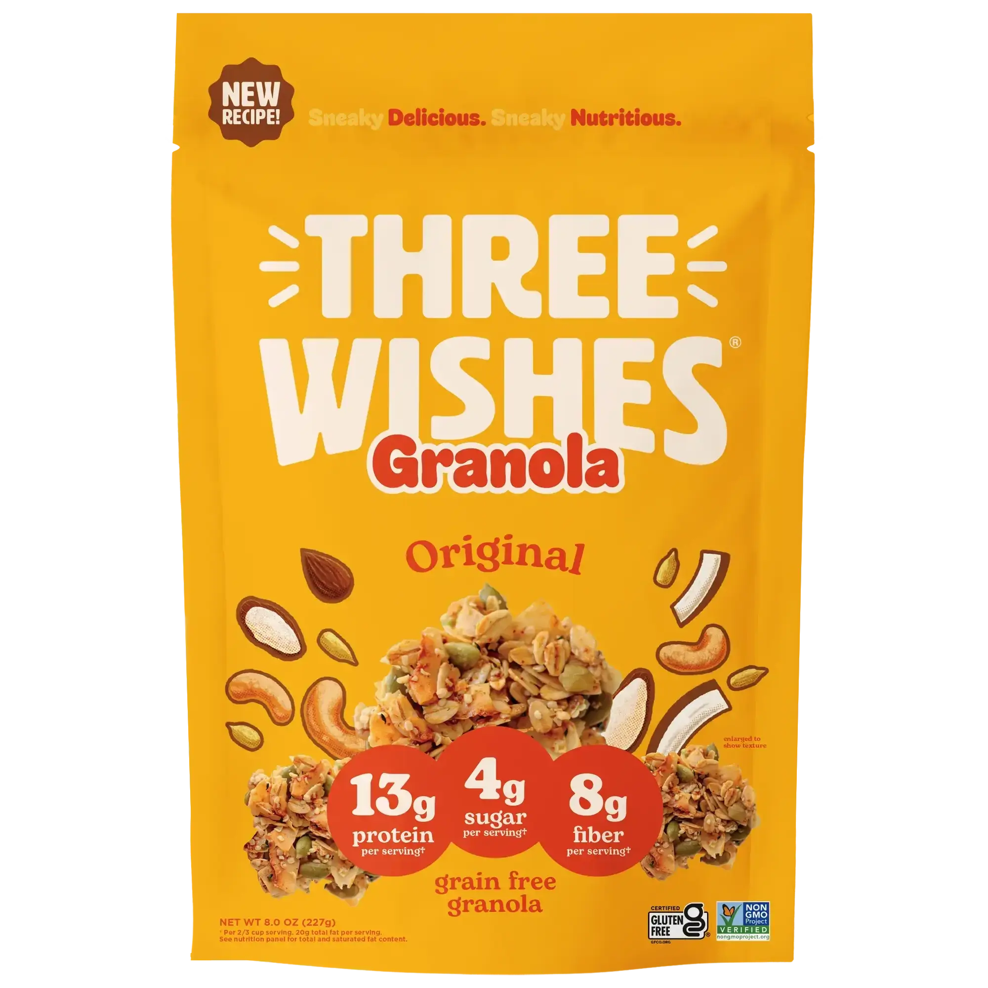 Front of the Three Wishes Original granola box